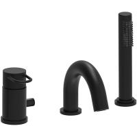 Смеситель Paffoni Joker JK047NO на борт ванны, на 3 отверстия, с душем, черный матовый