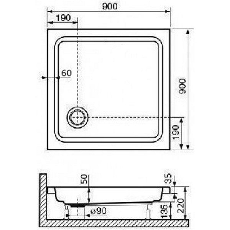 Душевой поддон RGW Acrylic Style 90×90 16180199-11 белый Душевой поддон RGW Acrylic Style 90×90 16180199-11 белый