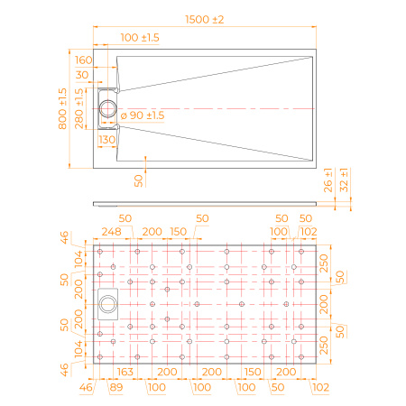 душевой поддон из стеклопластика rgw tus-w 150×80 553702815-01 белый