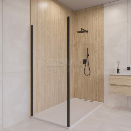 Душевая стенка RGW Z-050-5-B 80 352205508-14 профиль черный, стекло прозрачное