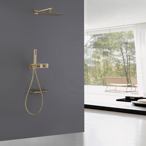 душевой комплект abber rund af8750g 300x200 мм, с термостатом, золотой матовый душевой комплект abber rund af8750g 300x200 мм, с термостатом, золотой матовый
