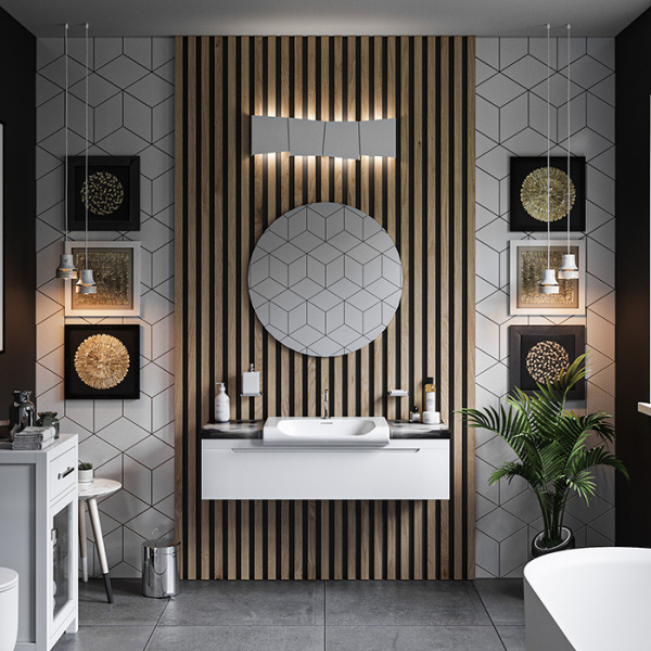 kerasan kerasan inka project тумба с раковина inka 40x40x35,5 без отверстия под смеситель, подвесная, цвет: белый с панелями