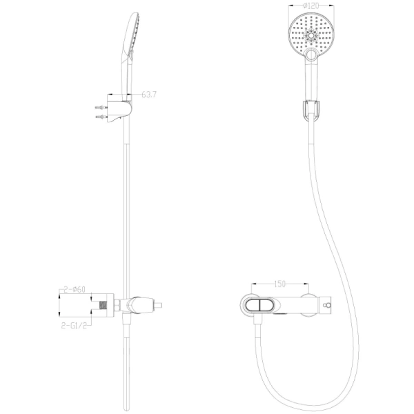 смеситель для ванны wonzon & woghand muse corno ww-a30902-mb с душевым гарнитуром, черный матовый