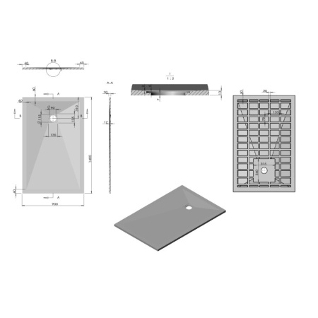 душевой поддон из литого мрамора 140×90 см vincea vst-4sr9014w