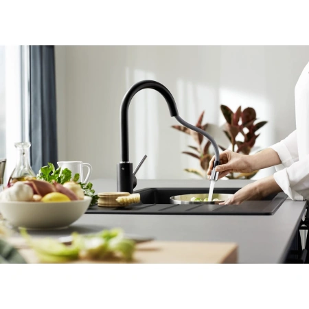смеситель для кухни blanco mida-s silgranit 526146 цвет черный.