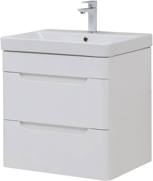 тумба под раковину aquanet софия 60 белый глянец, 2 ящика, 00288905