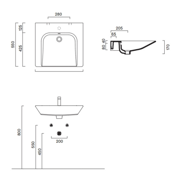 раковина catalano comfort 60x55см, с 1 отв., белый глянцевый