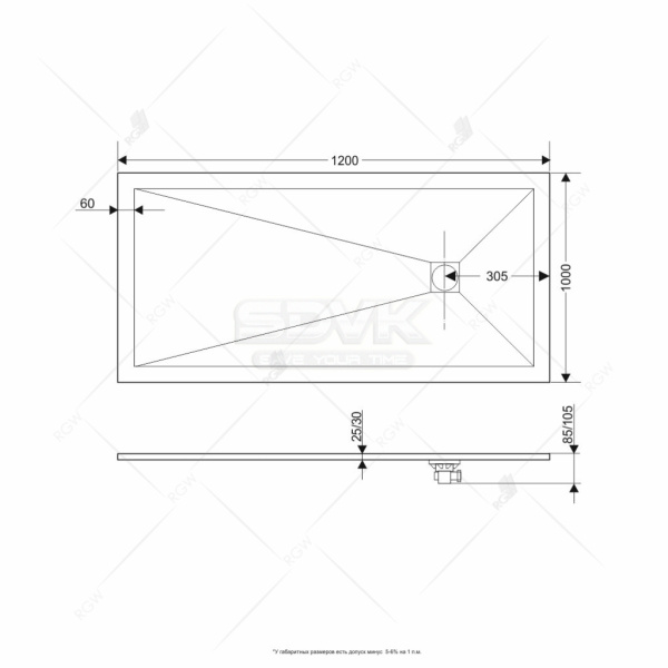 душевой поддон из искусственного камня rgw stone tray st-co 120x100 16152012-10 бетон цемент