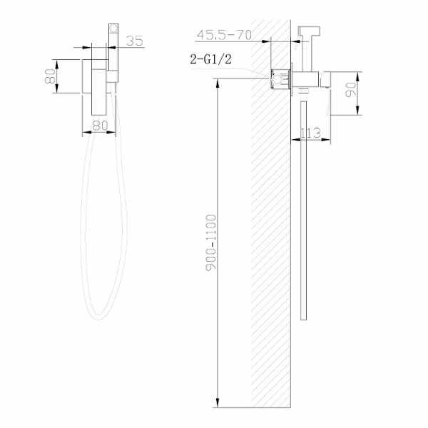 гигиенический душ abber wasserfall af8625ng со смесителем, никель