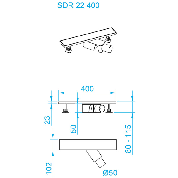 душевой лоток rgw sdr-22 47212240-01 с двухсторонней решеткой