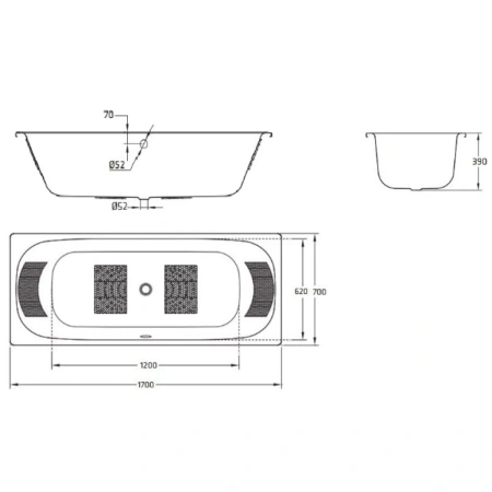 ванна стальная blb universal duo hg b70q 170x70 см, белый