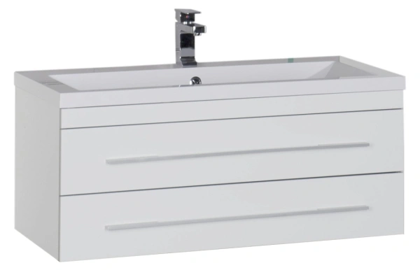 тумба под раковину aquanet верона 100 белая (подвесная 2 ящика), 00175382