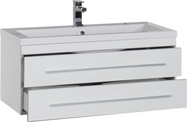 тумба под раковину aquanet верона 100 белая (подвесная 2 ящика), 00175382