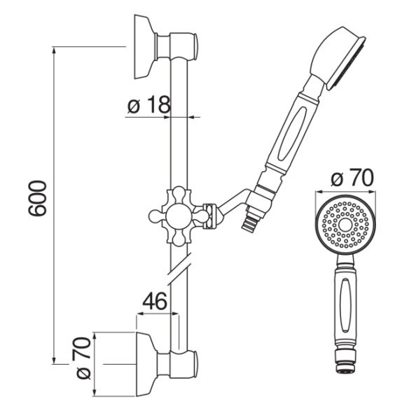 душевой гарнитур nobili ad140/48cr chrome