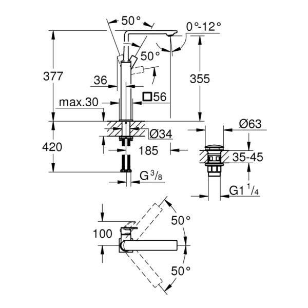 смеситель для раковины с донным клапаном grohe allure 23403gn1