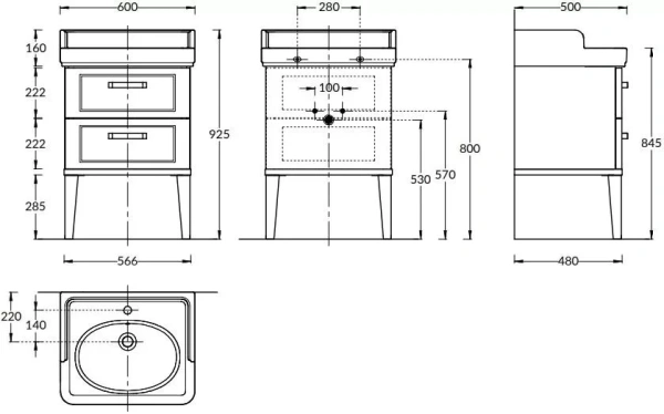 тумба под раковину kerama marazzi pompei po.m.60.2\cam 60, цвет камео бежевый глянцевый