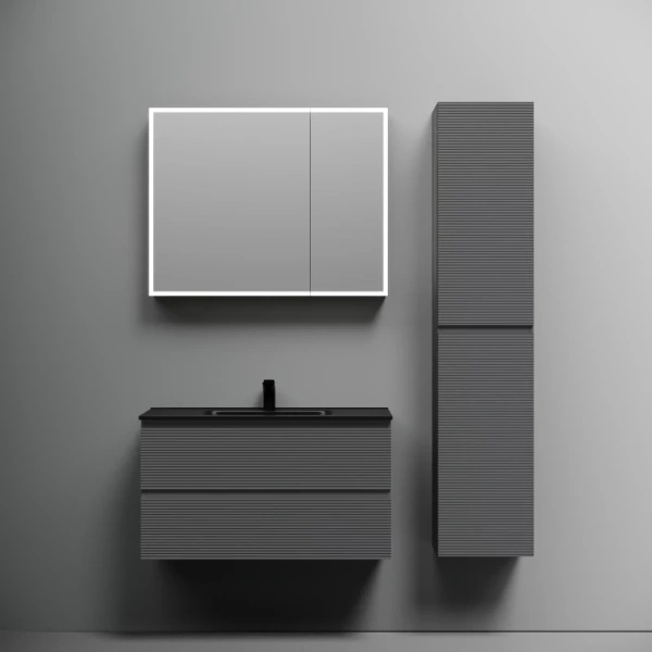 тумба под раковину sancos folk fl90gs 89 см, подвесная, темно-серый матовый