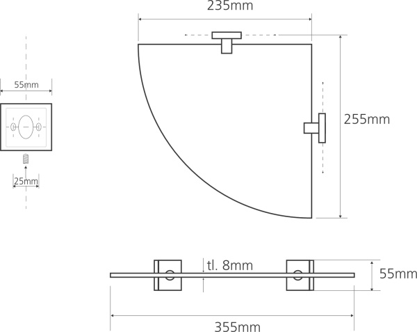 Полка стеклянная Bemeta Beta 132102012