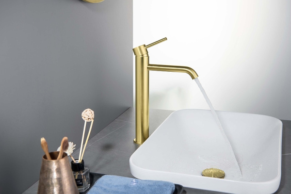 смеситель aquatek европа aq1304bg для раковины, без донного клапана, золото шлифованное