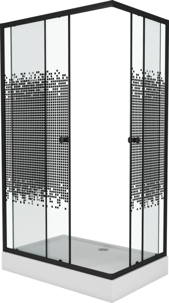 душевой уголок niagara eco 120×80 ng-012-14q black профиль черный, стекло с рисунком