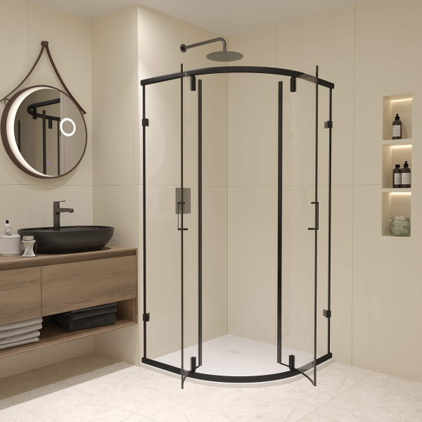 душевой уголок rgw classic cl-55b 80×80 72095588-14 профиль черный, стекло прозрачное