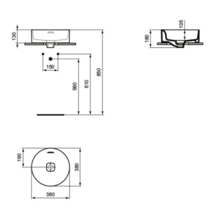 раковина накладная ideal standard strada ii round vessel t292901 38 см