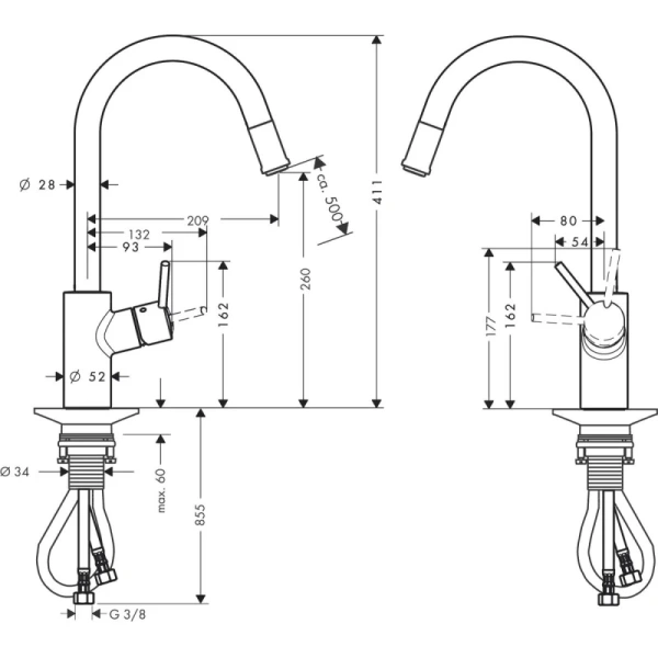 смеситель для кухни hansgrohe talis m52 72832000