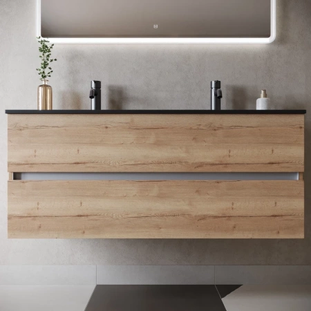 тумба под раковину sancos urban 1190х450х550, c двумя ящиками, дуб галифакс натуральный, арт. ur120-2eg