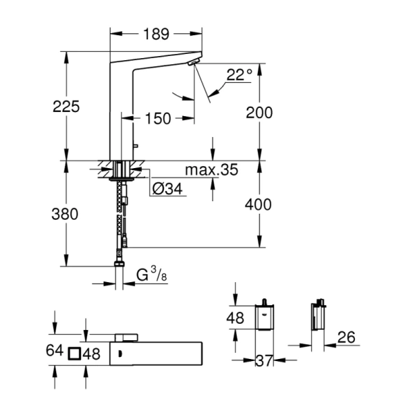 инфракрасная электроника для раковины со смешиванием grohe eurocube e 36441dc0