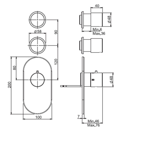 смеситель для душа fima carlo frattini fimatherm f3253x2ns с термостатом, черный матовый