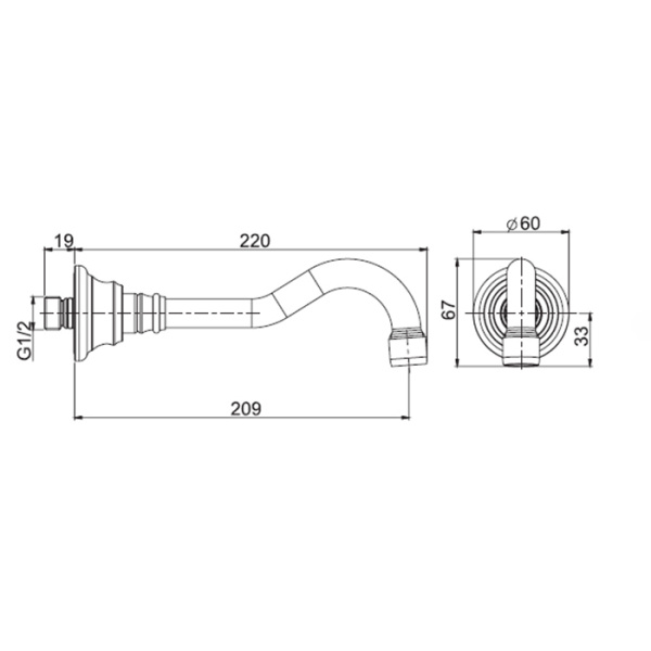 излив fima carlo frattini wellness f2157or длина 209 мм, цвет золото