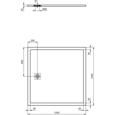 душевой поддон 120×120 см ideal standard ultraflat s k8318fv черный