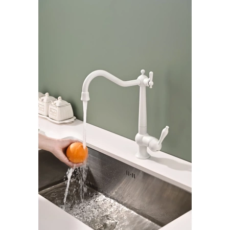 смеситель для кухни с подключением к фильтру paulmark retro re213226-431, цвет белый смеситель для кухни с подключением к фильтру paulmark retro re213226-431, цвет белый