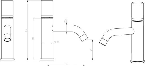 смеситель для раковины boheme stick 121-b-mr-b черный