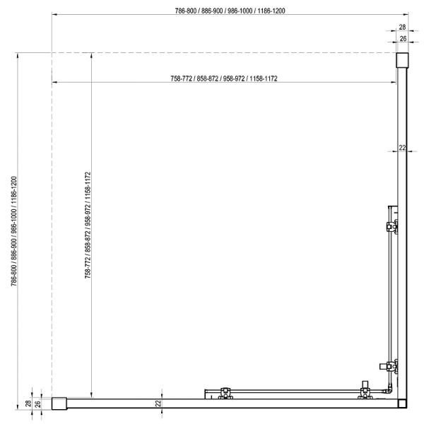 душевая дверь ravak blix slim blsrv2k-80 x1xm40300z1 профиль черный, стекло прозрачное