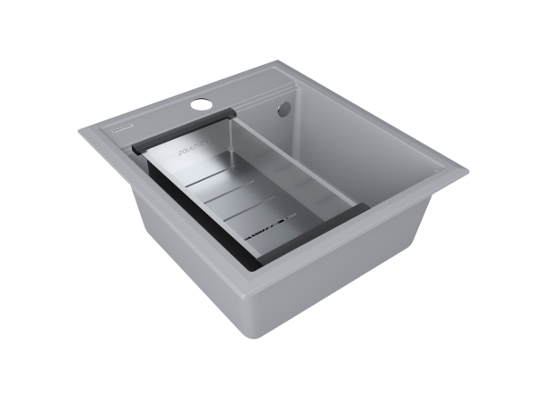 мойка stepia 45, it-granit + коландер advance брашированная нерж. сталь, pm114651-grs+a375-bs