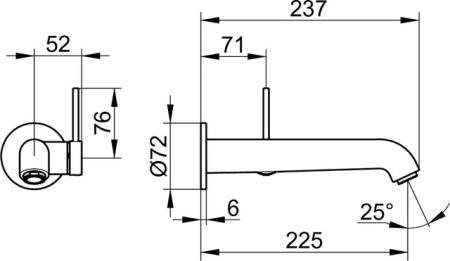 смеситель для раковины 237 мм keuco ixmo 59516 371201 для встройки, с круглой розеткой, черный матовый