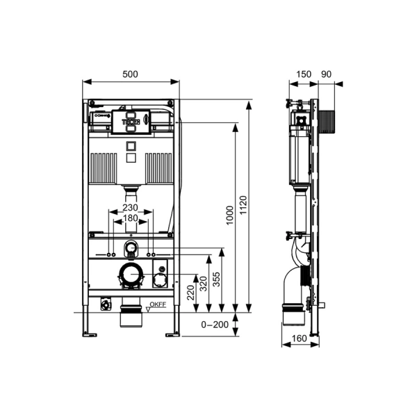 инсталляция для унитаза-биде tece 9300344 toto neorest