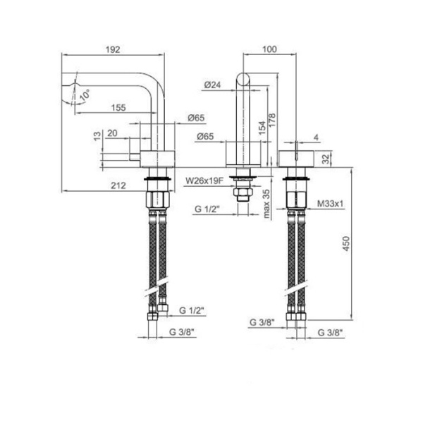 смеситель для раковины fantini af/21 27 02 a104wf