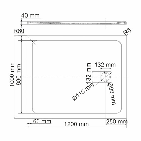 душевой поддон из искусственного камня wasserkraft neime 120×100 19t10 черный матовый