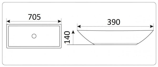 раковина ceramalux 9122 70x39 см, накладная, белая