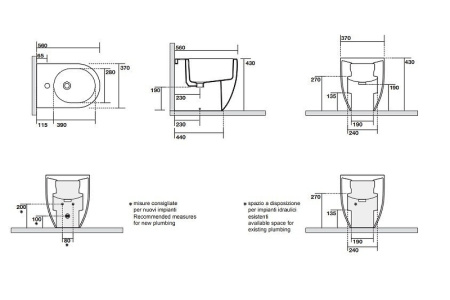 биде напольное nolita kerasan 312201*1 белое