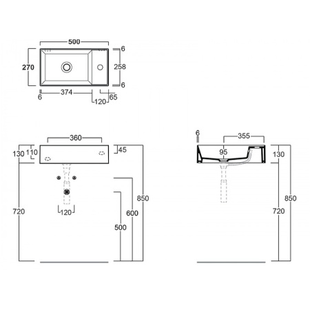 раковина подвесная simas agile ag 50 bia matt 50x27 см, белый матовый