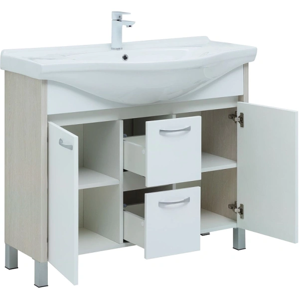 тумба под раковину aquanet донна 100 белый дуб/ белый, 00274164