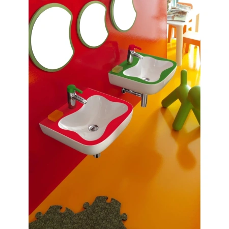 раковина подвесная laufen florakids 8.1503.1.062.104.1 45x41 см, цвет красная / белая