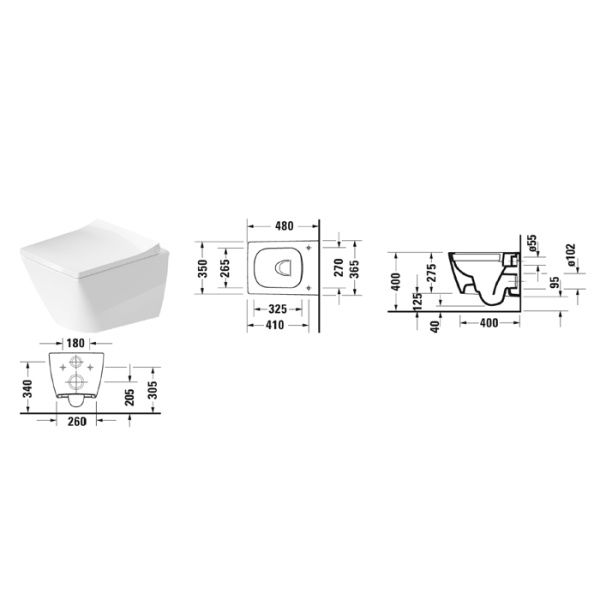 унитаз подвесной duravit viu 2573092000, цвет белый