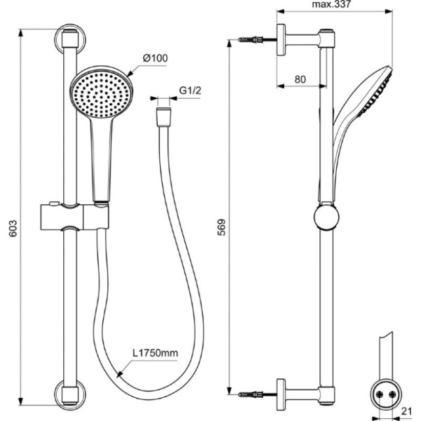 душевой гарнитур ideal standard idealrain bd142xg черный матовый