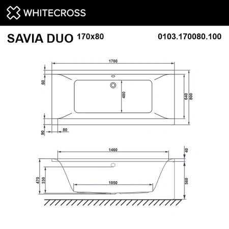 акриловая ванна whitecross savia duo 170x80 0103.170080.100 без гидромассажа