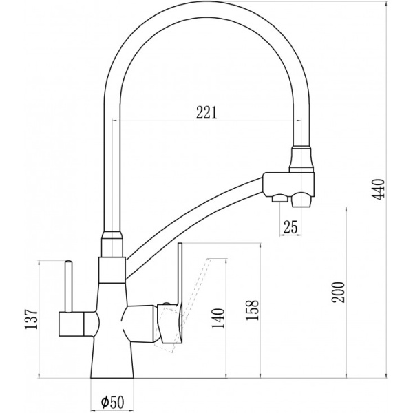 смеситель savol s-l1805b-04 для кухни, с подключением к фильтру, цвет золото / серый