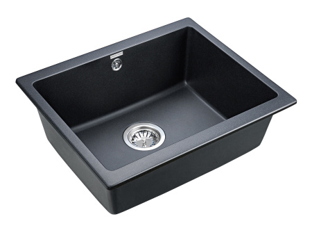 кухонная мойка 555 мм paulmark gera 60 pm205546-blm, it-granit, цвет черный металлик